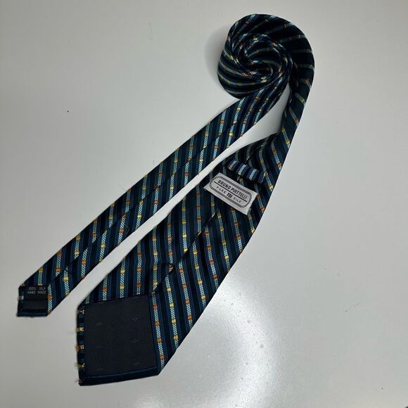 Bruno Piattelli Navy/Orange/Yellow Designer Tie - Picture 4 of 10